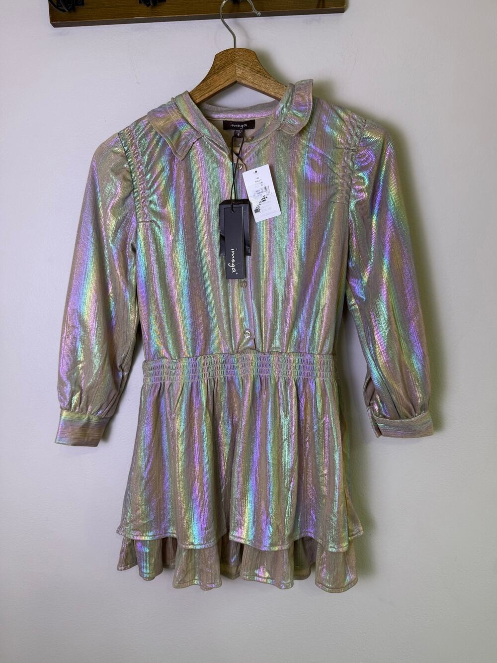 NWT IMOGA Sally Illume Metallic Shimmer Dress Girls Size 8 Party Holiday